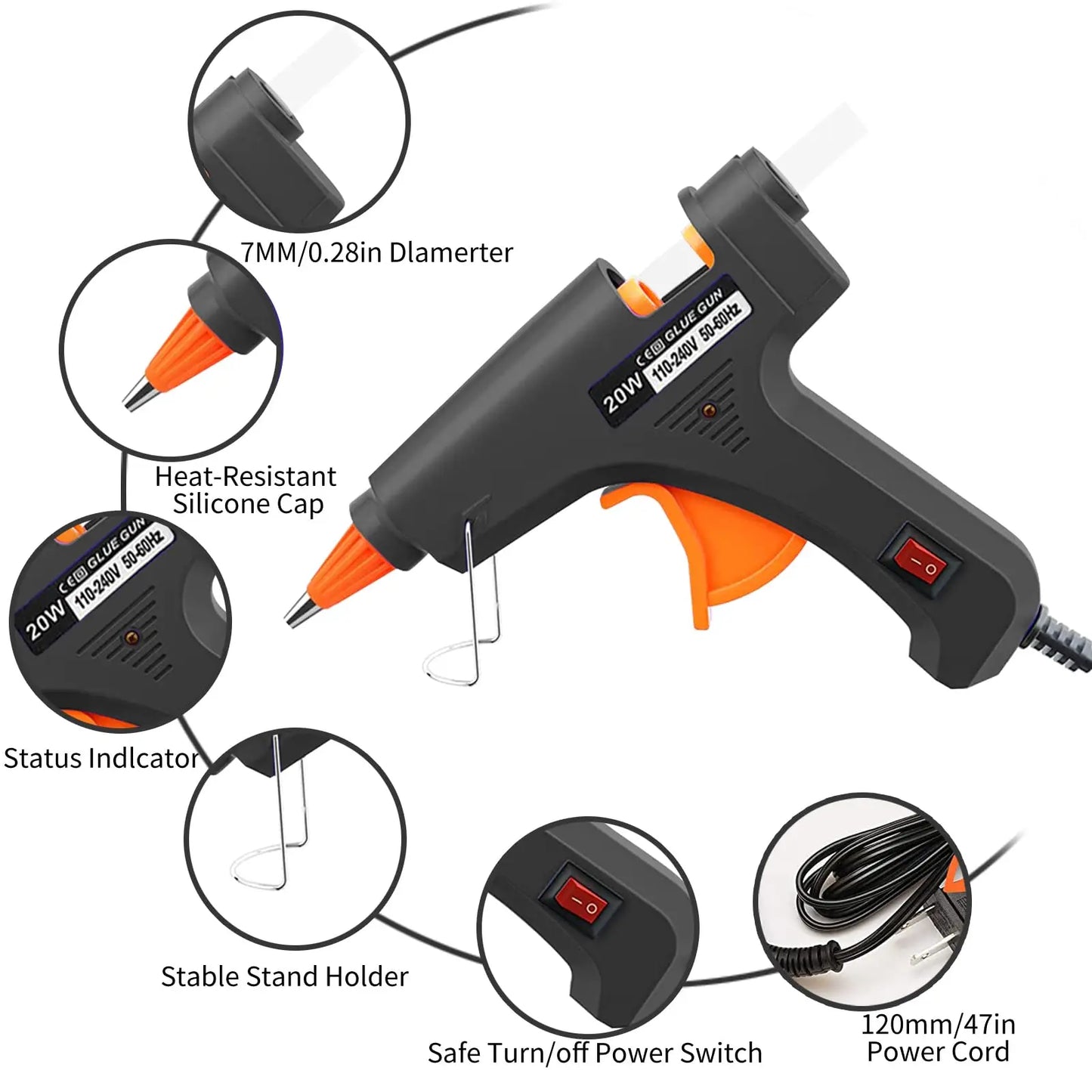 Pistola de pegamento termofusible de 20 W