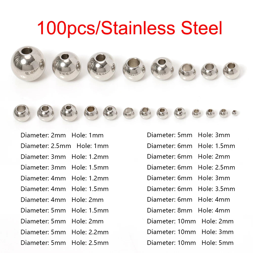 Stainless Steel Spacer Beads (100pcs)